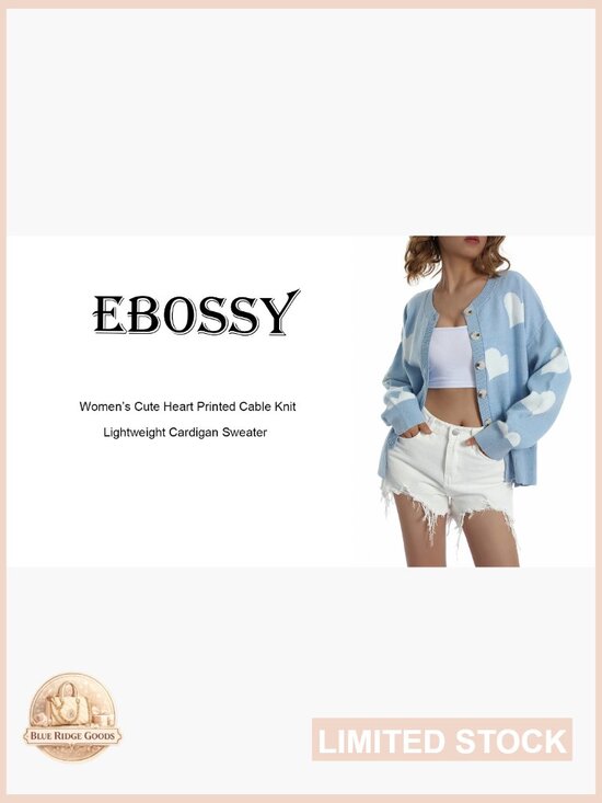 Ribbed Knit Cardigan Button Down Loose Fit Cropped Jacquard Sweater Coat - Picture 4 of 7